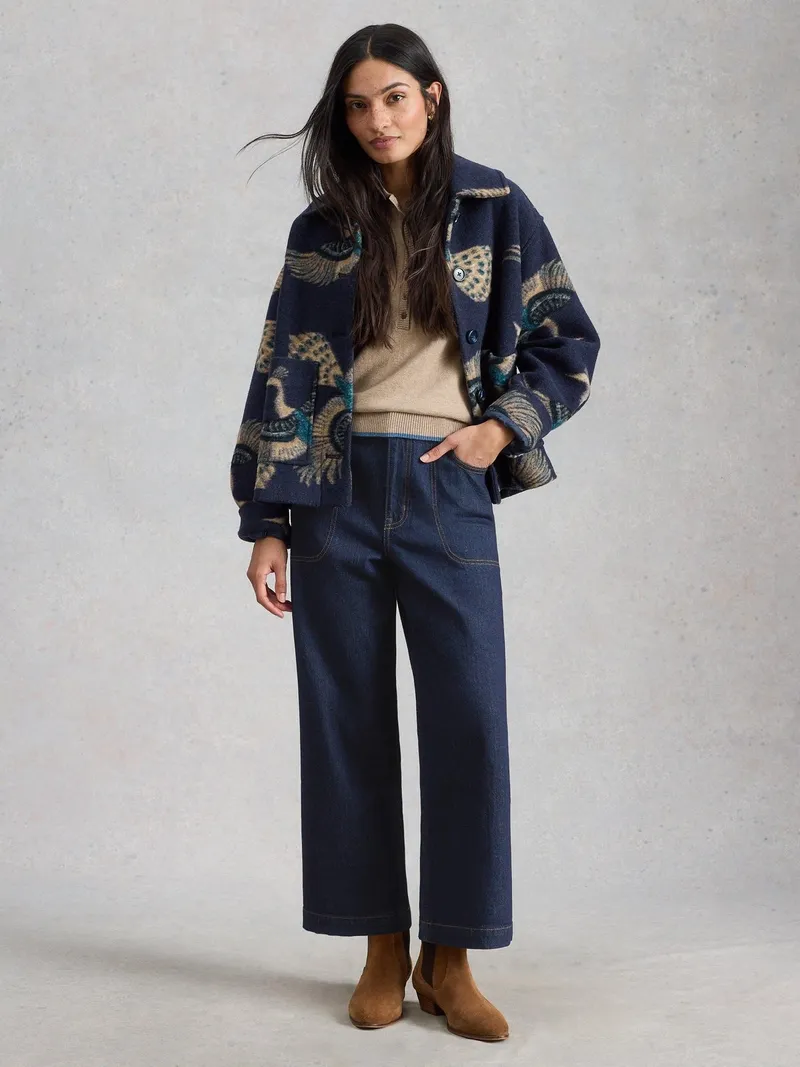 White Stuff 7/8-Jeans Tia mit weitem Bein - 50/R, Dunkeldenim, – Produktbild 1 von 4