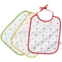 HANS NATUR Lätzchen mit Bindebändern Bio Baumwolle 3er-Set rot-gelb-grün Maße 32 x 26 cm, Mehrfarbig, – Produktbild 1 von 1