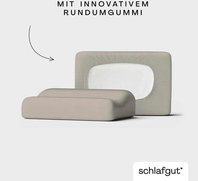 Schlafgut Schlafgut Kissenbezug Pure flexibler Kissenbezug für Nackenstützkissen, (1 Stück), Bio-Baumwolle mit Elasthan, mit Gummizug, bügelfrei, Beige, – Produktbild 1 von 5