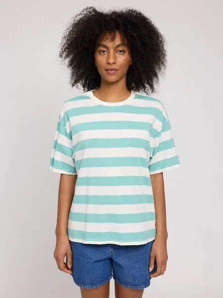 Mazine Mazine Bold Striped T-Shirt für Frauen - aus Biobaumwolle, Turquoise/offwhite (türkis), – Produktbild 2 von 4