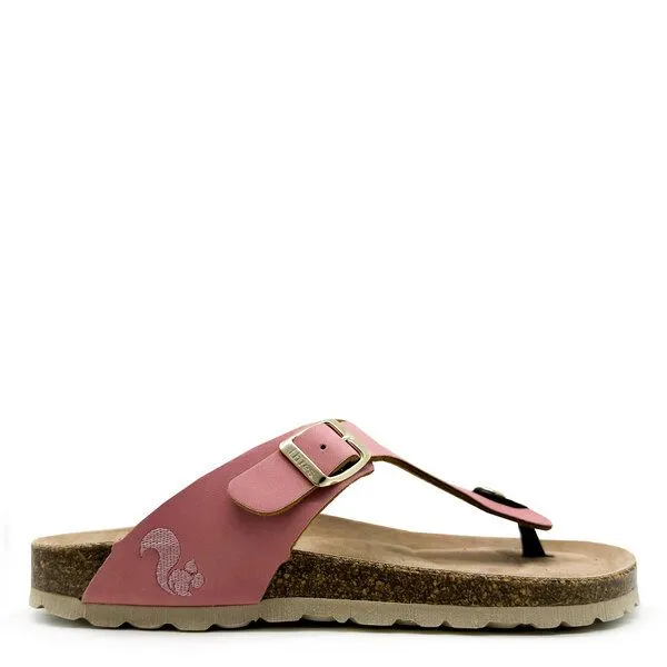 thies Vegane thies ® Eco Bio Thong Sandale aus rec. PET mit Kork-Tieffussbett, Pink grapefruit, – Produktbild 1 von 4