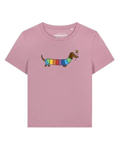 watapparel watapparel T-Shirt Frauen Regenbogen Dackel, Lilac dream, – Produktbild 1 von 2
