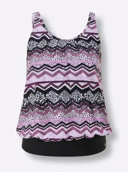 feel good Tankini-Oberteil violett-schwarz-bedruckt – Produktbild 1 von 1