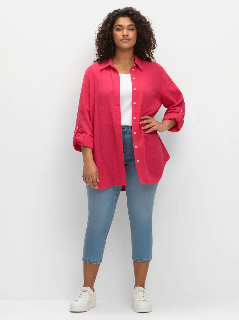 sheego Baumwollbluse, Magenta, – Produktbild 2 von 2