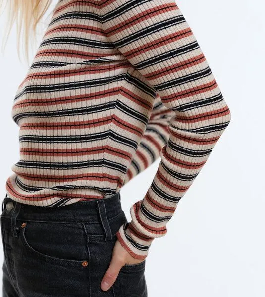 Gary Mash GARY MASH Gestrickter Slim Fit Pullover Yuma in Rippstrick, Streifen chutney (mehrfarbig), – Produktbild 3 von 4