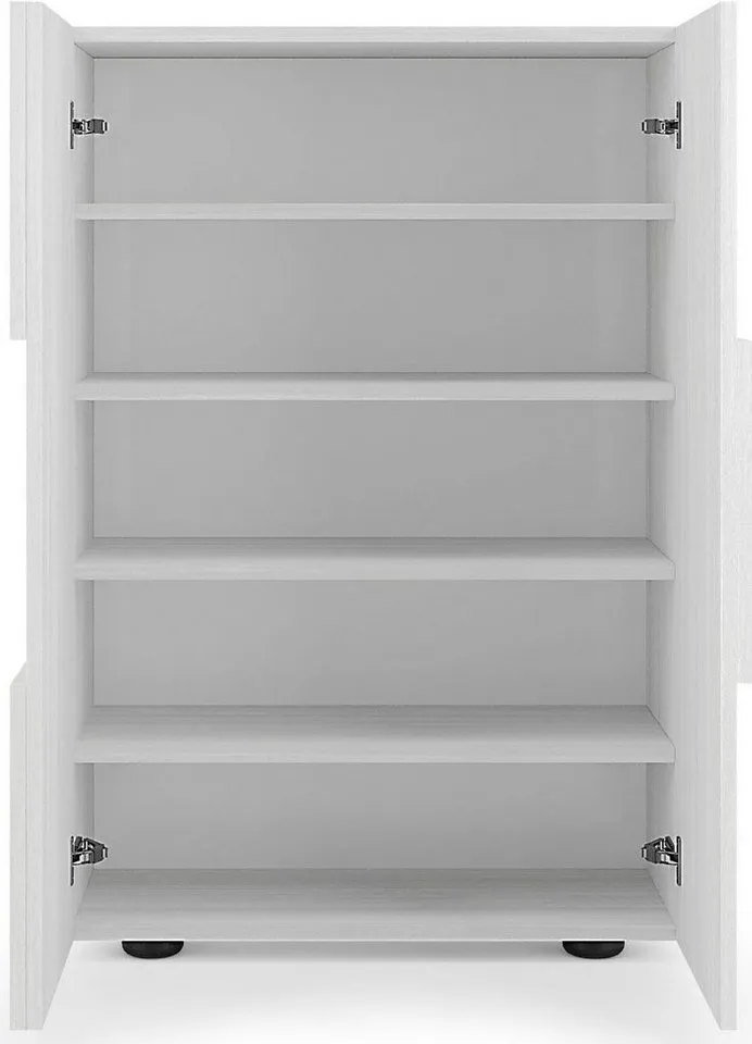 Home affaire Schuhschrank Dama Breite 78 cm, Höhe 116 cm, Schuhkommode, Front in 3D-Optik, 4 Einlegeböden, ca. 17 Paar Schuhe, Beige, – Produktbild 1 von 4