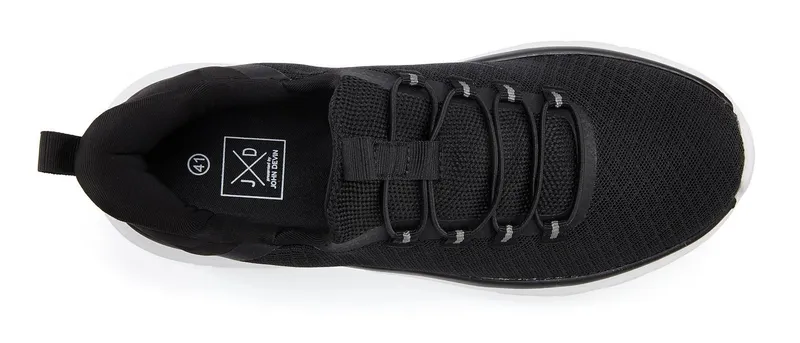 John Devin John Devin Halbschuhe, Freizeitschuhe, Turnschuh, Slip-On-Sneaker Sneaker mit elastischen Bändern für schnelles Reinschlüpfen, Unisex VEGAN, Schwarz, – Produktbild 3 von 5