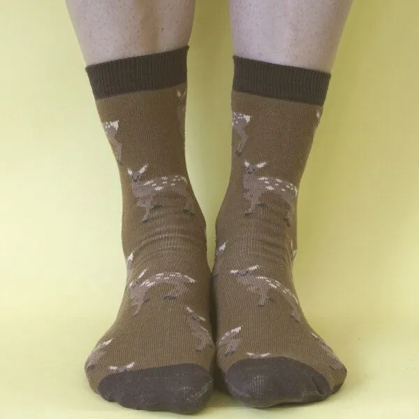 Fräulein Prusselise Fräulein Prusselise Socke mit Rehen, braun, bunt gemustert – Produktbild 1 von 4