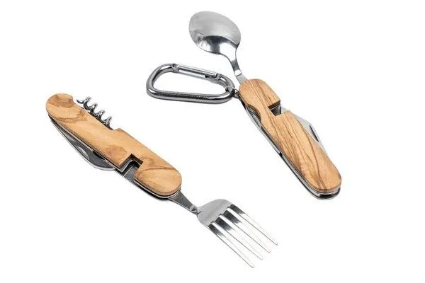 Cameleon Pack Cameleon Pack Praktisches Natur Camping Besteck *8 in 1* Edelstahl + Hochwertiges Olivenholz * Outdoor Reise Set – Produktbild 4 von 4