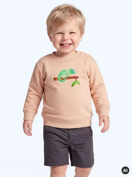 MelaDi Meladi Kinder Baby - Sweater aus Biobaumwolle - Schnecke auf Creme Latte, Mokka, – Produktbild 5 von 7