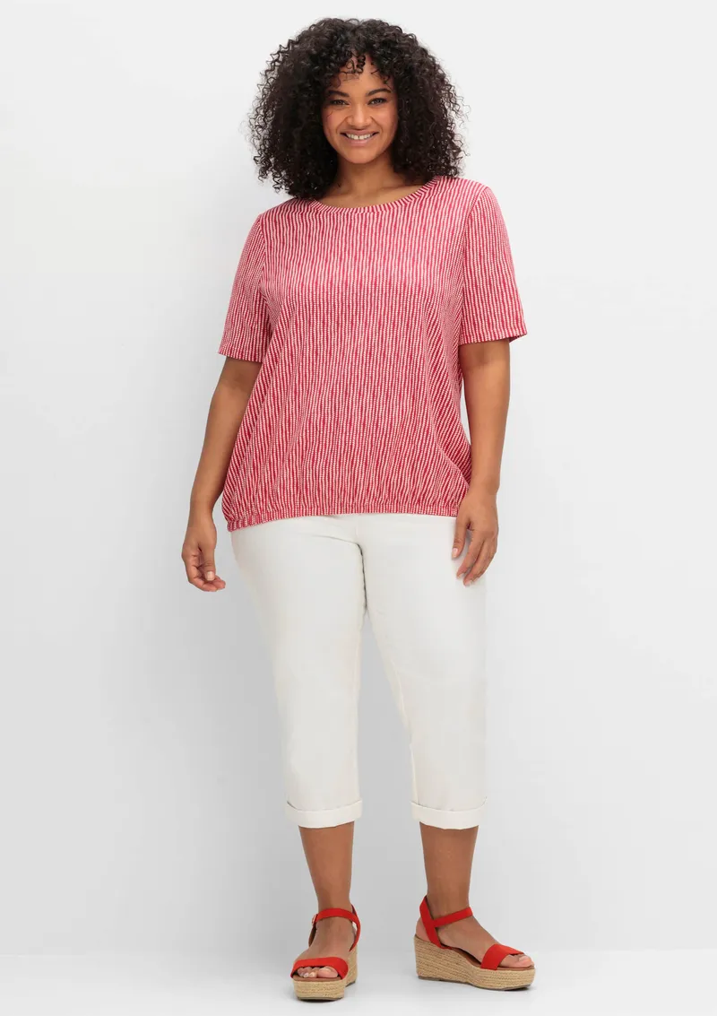 sheego Kurzarmshirt magenta-gemustert, Magenta-gemustert, – Produktbild 2 von 2