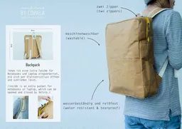 BY COPALA BY COPALA Rucksack vegan & nachhaltig aus Kraftpapier im neuen Re-Design – Produktbild 1 von 1