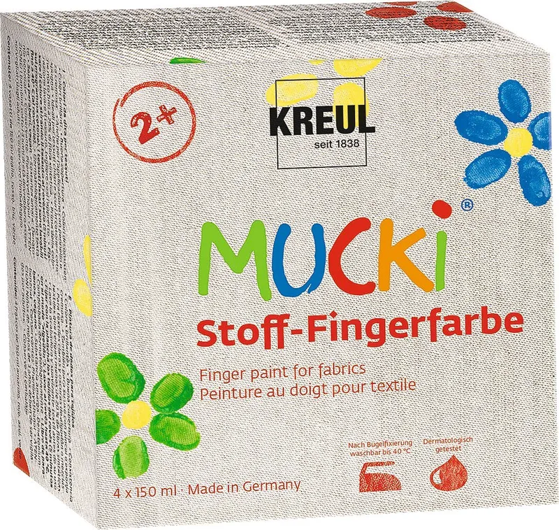 C.KREUL C.KREUL Bastelfarbe MUCKI Stoff-Fingerfarbe, 4er-Set, Bunt, – Produktbild 1 von 2