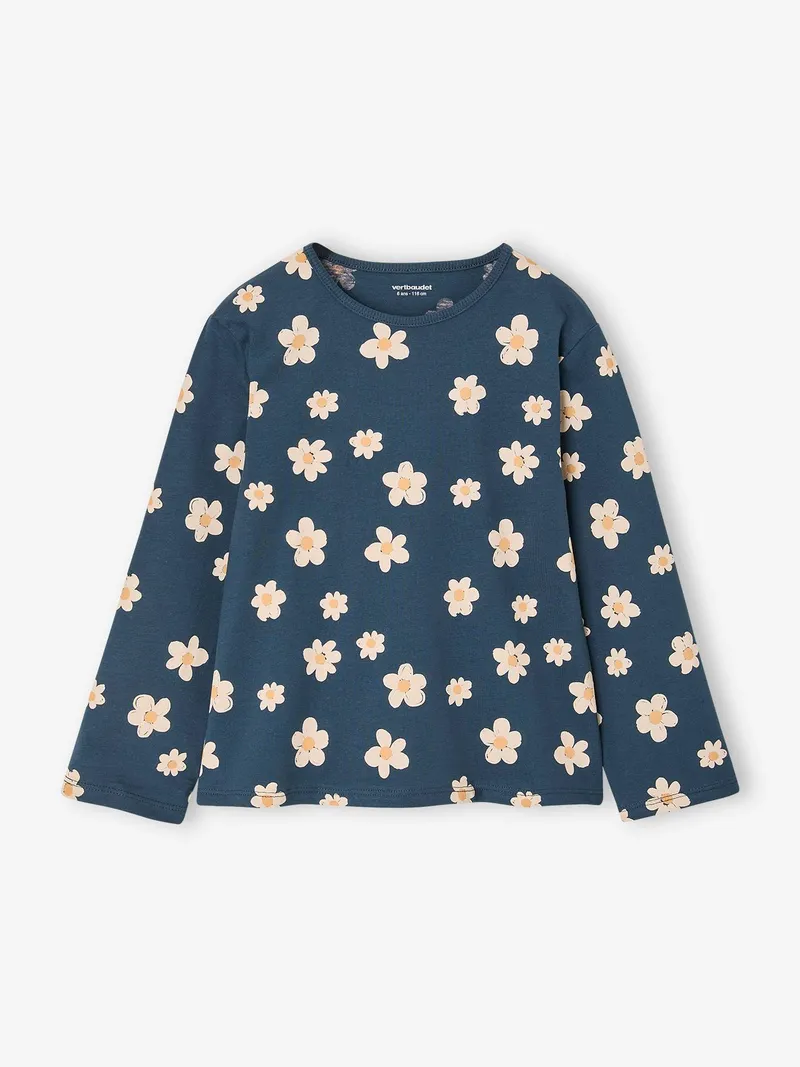 Vertbaudet Bedrucktes Mädchen Langarmshirt, Marine, – Produktbild 1 von 3