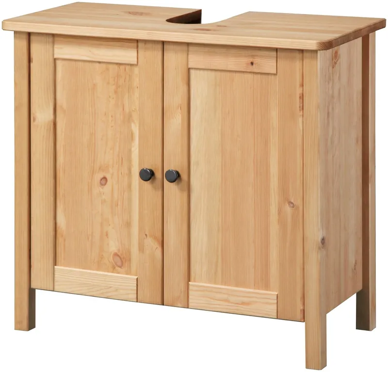 welltime Waschbeckenunterschrank Landhaus Sylt, Badschrank, Badmöbel, FSC®-zertifiziert Badmöbel im Landhaus-Stil, Breite 64 cm, aus Massivholz, Beige, – Produktbild 1 von 5