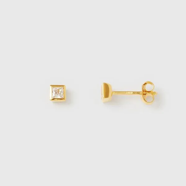 fejn jewelry fejn jewelry Ohrstecker 'sparkle square' - mit Zirkonia, Gold, – Produktbild 1 von 3