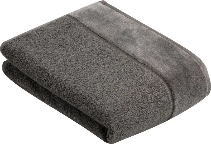 VOSSEN VOSSEN Badetuch Pure, Frottier (1-St), Baumwolle & VEGAN, mit eleganter Veloursbordüre, Grau, – Produktbild 1 von 3