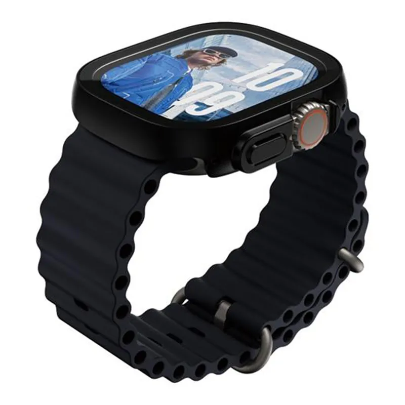 PanzerGlass PanzerGlass Snappie - Schutzabdeckung Frontcover für Smartwatch - vollständig, schlank - 100 % recyceltes Polycarbonat, gehärtetes Glas (Mikroriss2023), Schwarz, – Produktbild 3 von 6