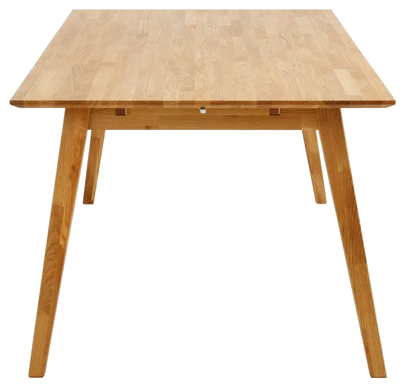 OTTO home Esstisch Lake, Eiche massiv, Breite 150 cm, erweiterbar mit Ansteckplatten, Beige, – Produktbild 1 von 4