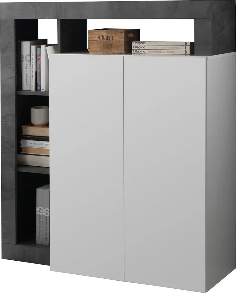 Home affaire Highboard Hamburg, Breite 108 cm, Weiß, – Produktbild 6 von 9