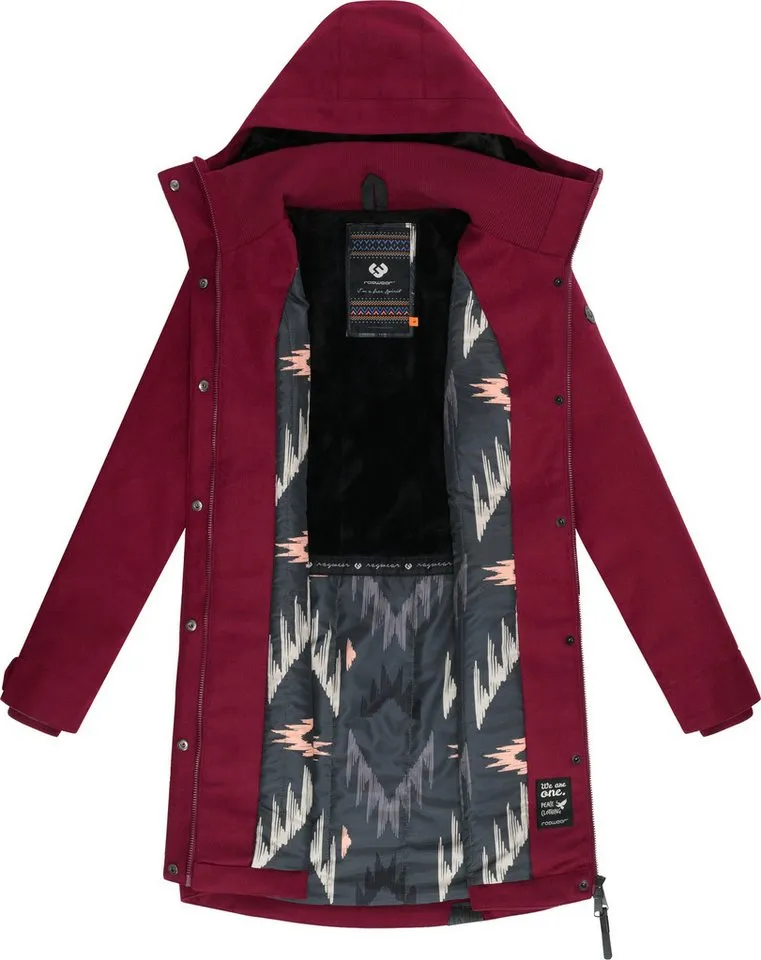 ragwear ragwear Wintermantel Jannisa Coat Klassischer Damen Kurzmantel mit Kapuze, Rot, – Produktbild 1 von 3