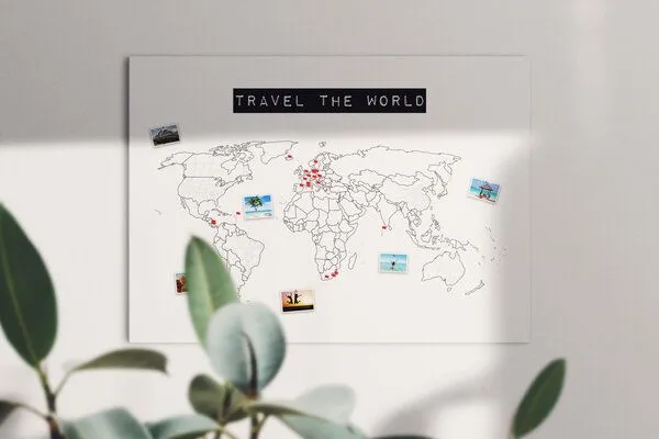 meine-weltkarte meine-weltkarte Weltkarte travel the world #1- nachhaltig & handemade in Germany- Reiseweltkarte zum ausmalen/pinnen, travelmap- Keilrahmen, Leinwandposter – Produktbild 4 von 7