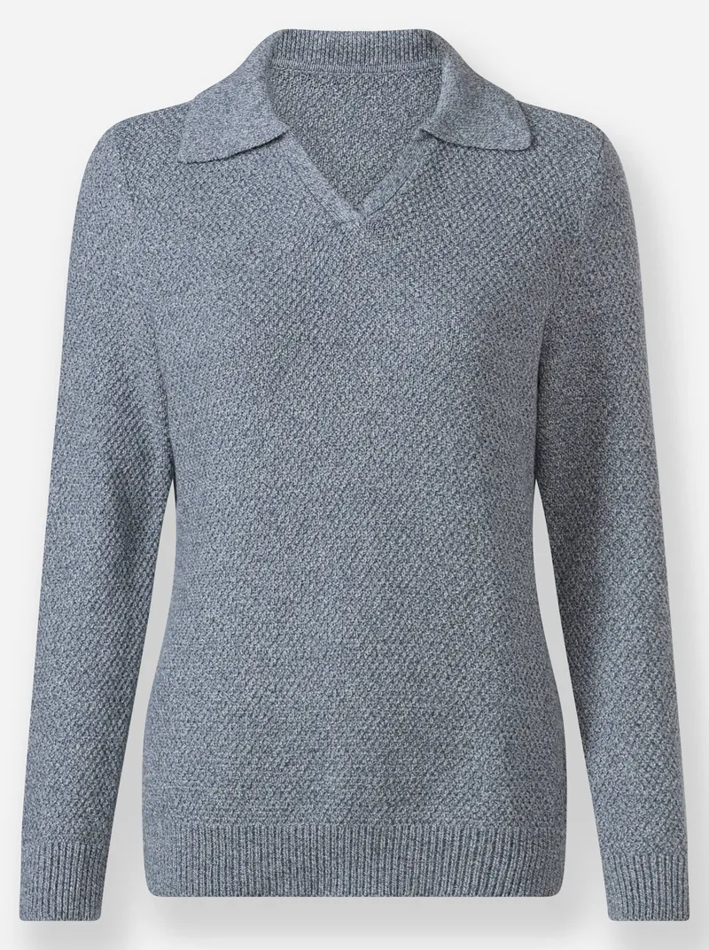 Witt Polopullover rauchblau-meliert, Rauchblau-meliert, – Produktbild 1 von 2