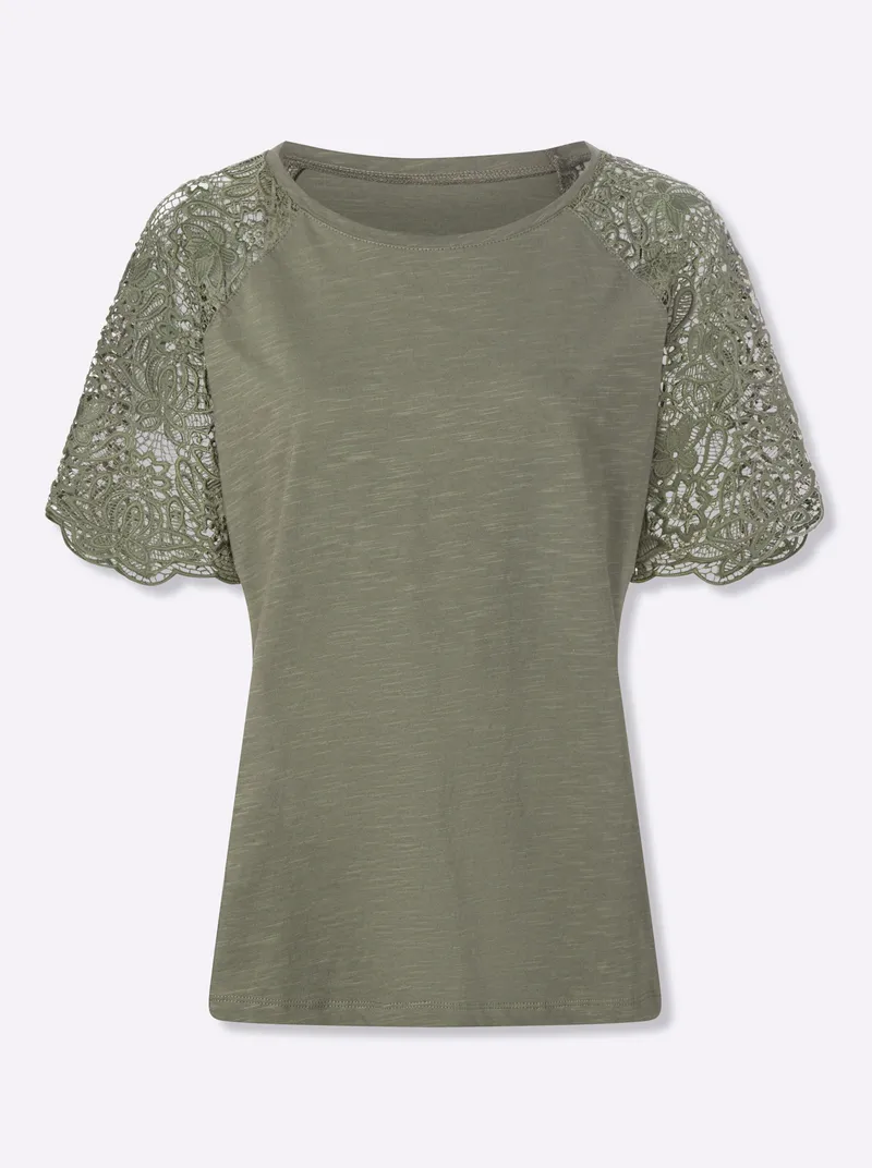 heine Rundhalsshirt khaki, Khaki, – Produktbild 1 von 2
