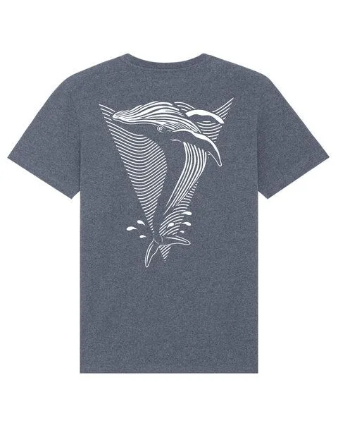 vis wear vis wear Wal - Göttin der Ozeane - Back Print Premium T-Shirt, Blau meliert, – Produktbild 1 von 2