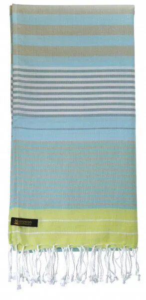 Karawan authentic Karawan authentic Fouta Hamamtuch aus reiner Bio-Baumwolle 200 × 100 cm (Stil SUD), Sunny lime green, – Produktbild 3 von 4