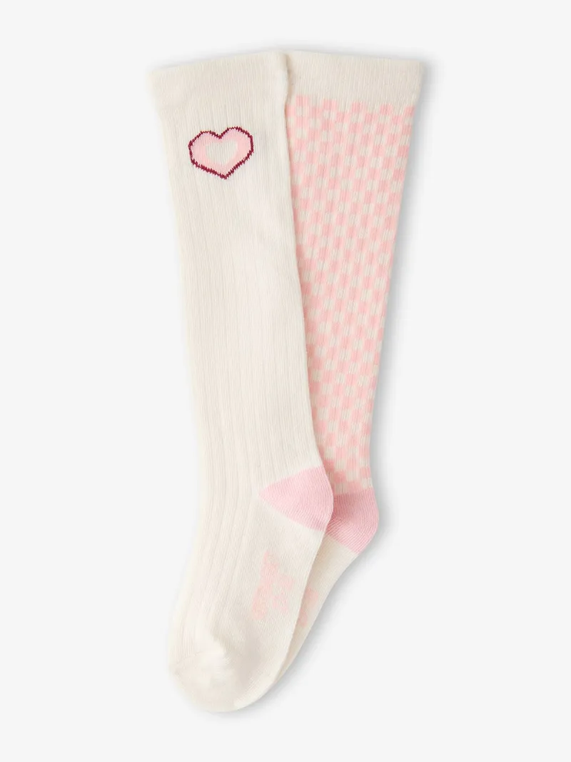 Vertbaudet 2er-Pack Kniestrümpfe Mädchen, Bonbon rosa, – Produktbild 2 von 2
