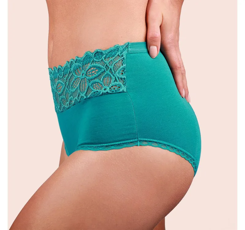 Taynie Taynie Periodenslip Deluxe - Periodenunterwäsche mittelstarke Blutung - Damen (1-St., 1er-Pack) Auslaufsichere Periodenunterwäsche / Periodenslip aus Bio Baumwolle, Blau, – Produktbild 4 von 5