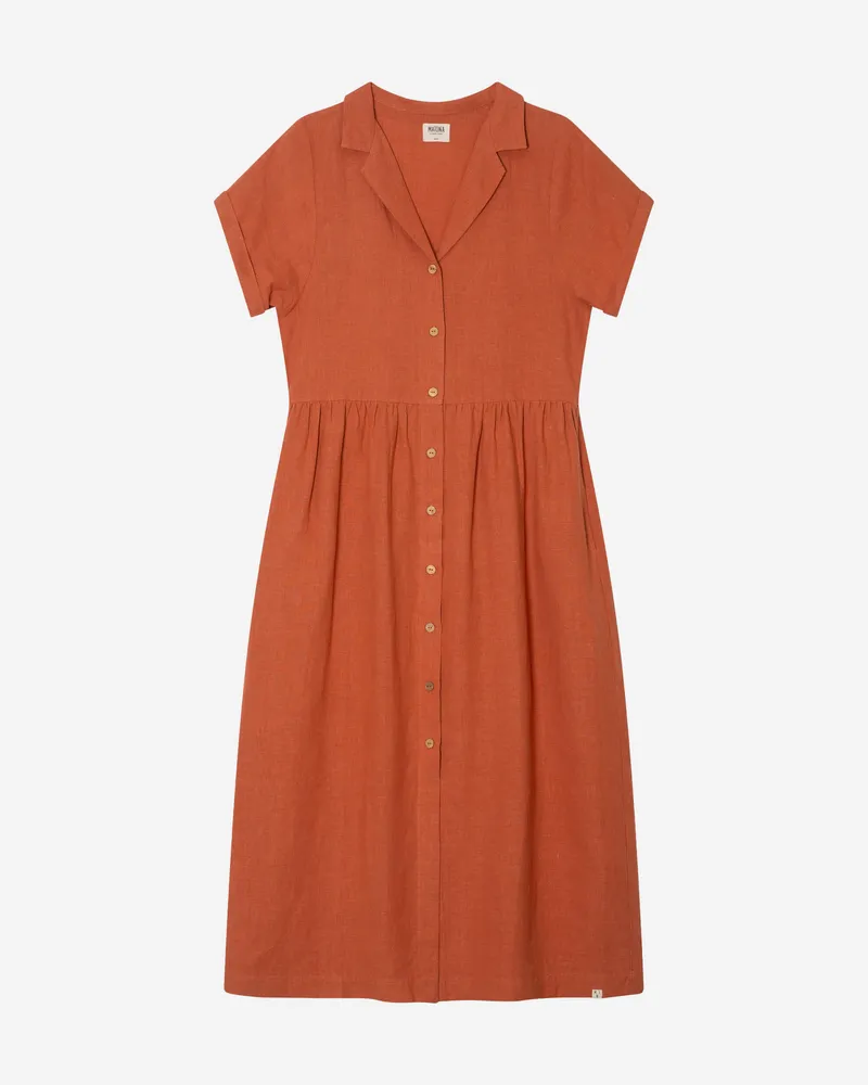 MATONA MATONA Damen vegan Kleid Collared Rooibos, Dunkelorange, – Produktbild 1 von 2