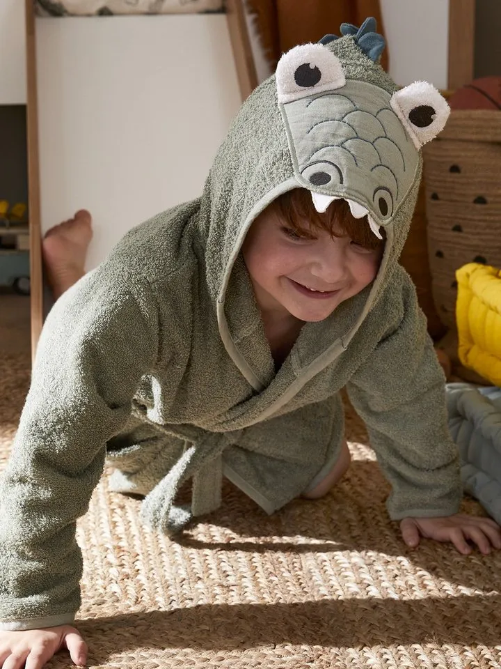 Vertbaudet Vertbaudet Bademantel Kinder Bademantel, Krokodil-Kostüm, Frottee, Grün, – Produktbild 3 von 3