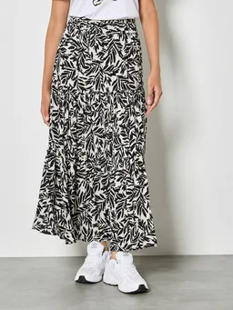 Apricot Apricot Midirock Midi-Rock mit Blattprint und Stufen – Produktbild 1 von 1