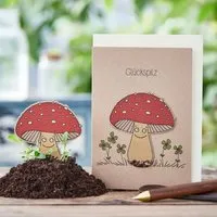 Die Stadtgärtner Die Stadtgärtner Grußkarte 'Glückspilz' | Mit einpflanzbaren Pilz mit Wildblumensamen – Produktbild 1 von 1