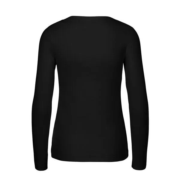 HANDGEDRUCKT HANDGEDRUCKT "Kiwi" Frauen Longsleeve aus reiner Biobaumwolle (kbA), Black, – Produktbild 2 von 3