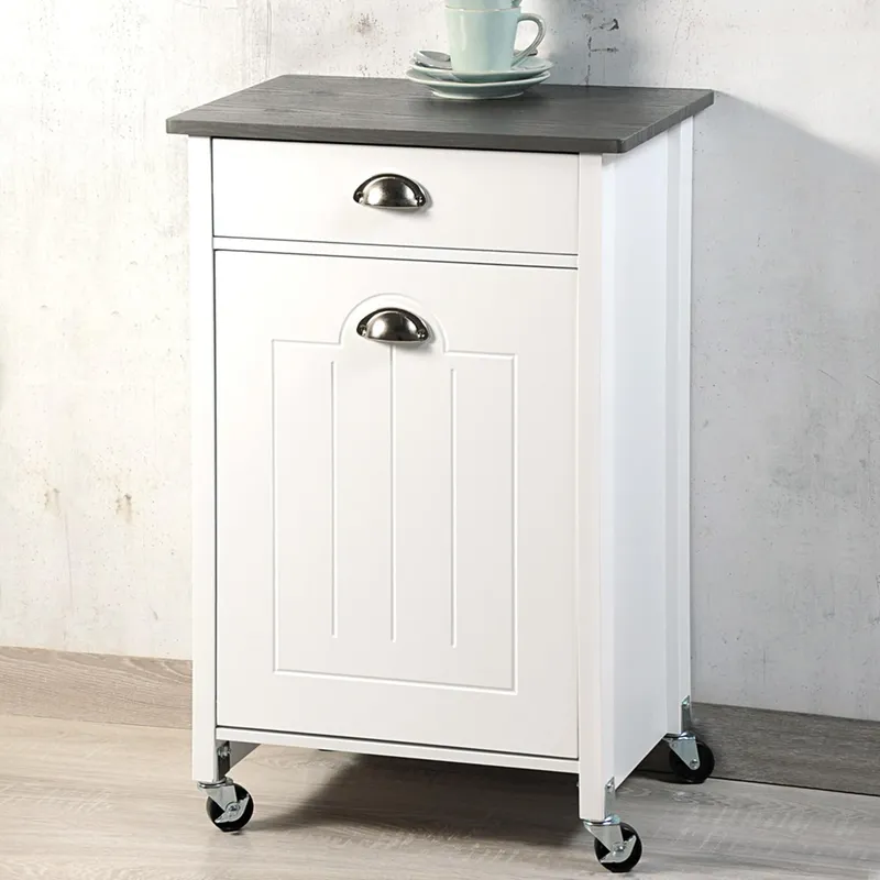 Kesper Küchenwagen mit Mülltrennsystem und Schublade, Weiss, – Produktbild 2 von 5
