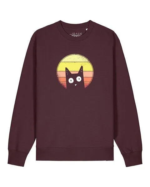 watapparel watapparel Sweatshirt Unisex Sunset Cat, Red brown, – Produktbild 1 von 2