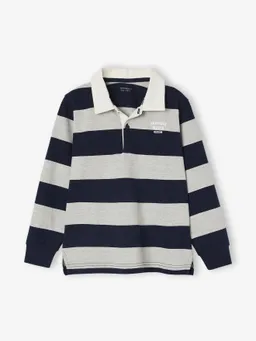 Vertbaudet Vertbaudet Gestreiftes Jungen Langarm-Poloshirt mit Kontrast-Kragen – Produktbild 1 von 1