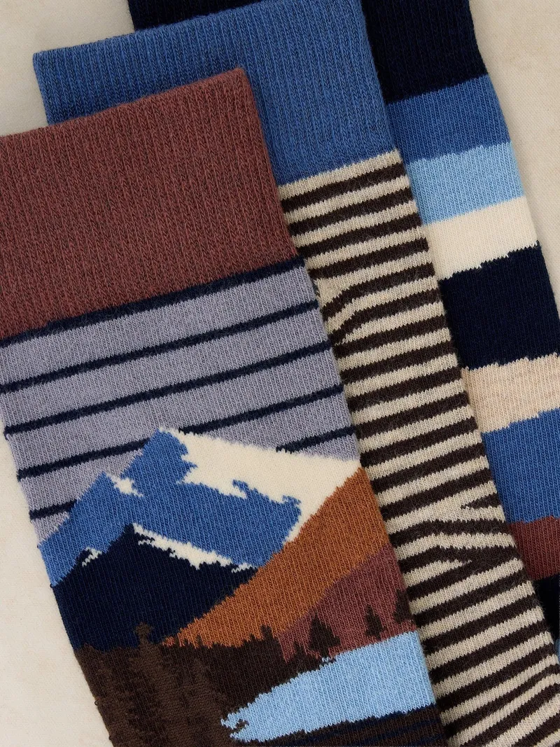 White Stuff 3er Pack Socken Explorer - 44-46, Graumeliert, – Produktbild 2 von 2