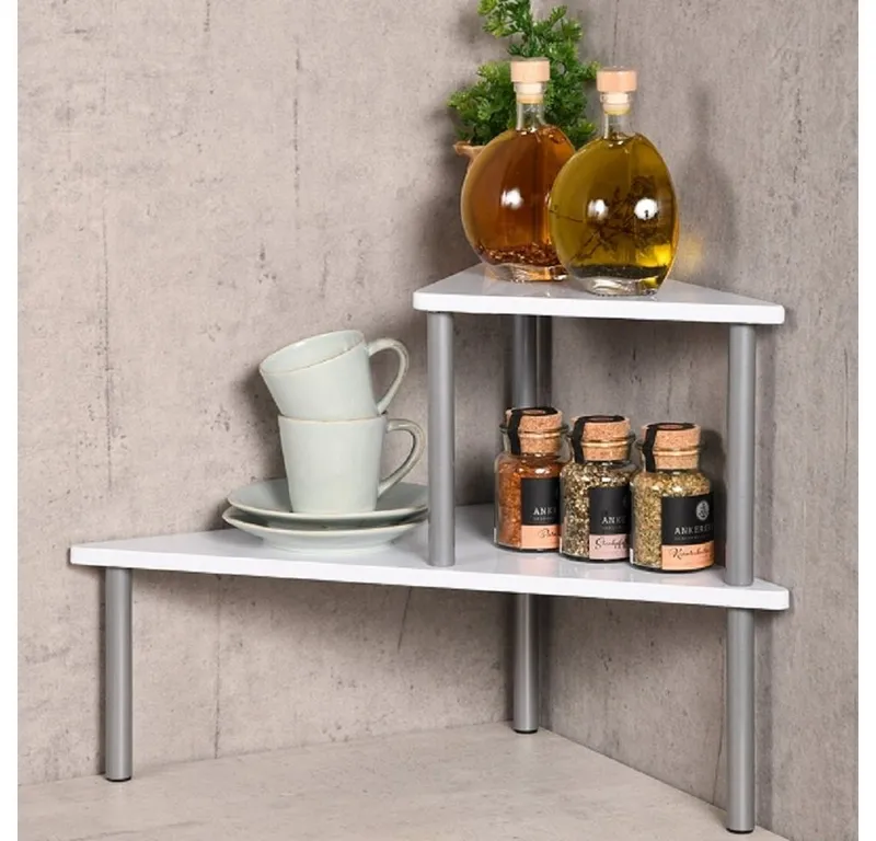 Kesper Kesper Küchenregal 2-etagiges Küchenregal Küchen-Eckregal, Metall, 53 x 38 x 38 cm Weiß, Weiß, – Produktbild 2 von 2