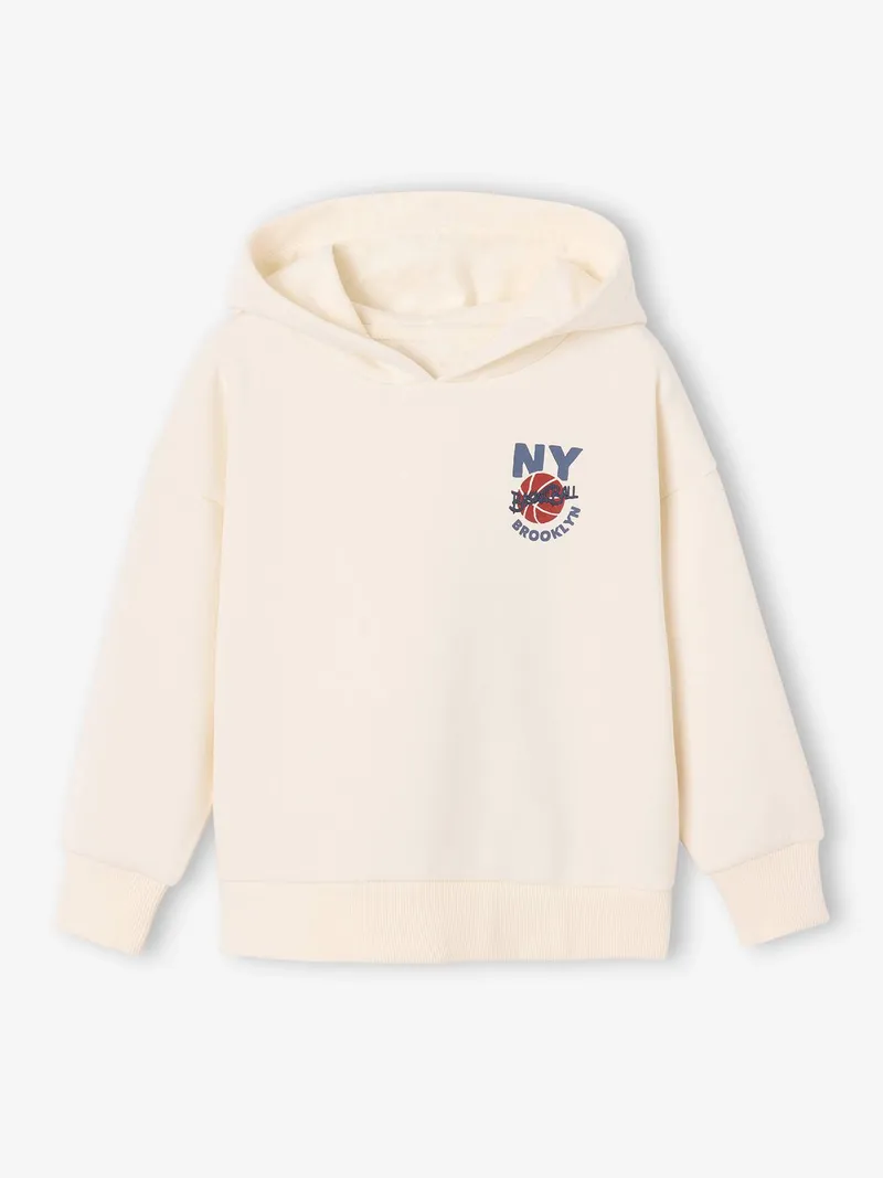 Vertbaudet Kapuzensweatshirt BASKETBALL Jungen, Wollweiß, – Produktbild 4 von 4