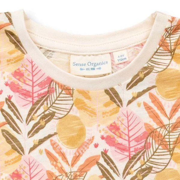 Sense Organics Sense Organics T-Shirt mit Blätter-Druck für Kinder, Modell DORA, Tropenblätterdruck, – Produktbild 2 von 3