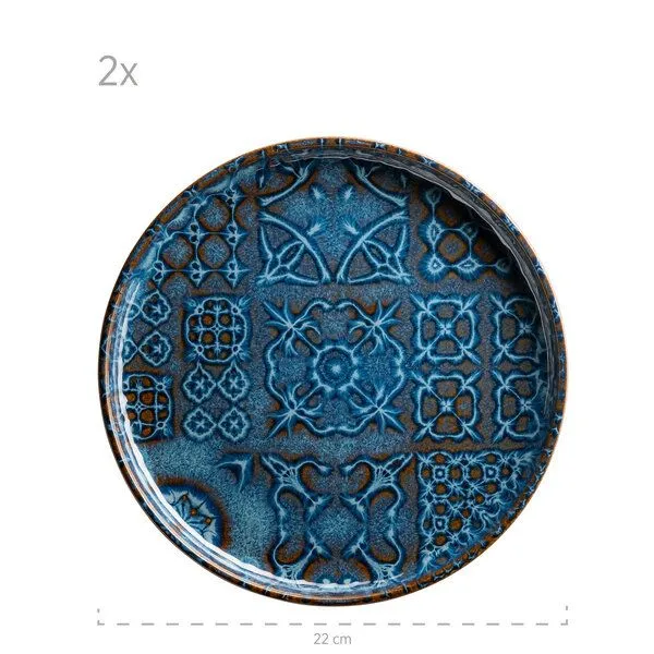 Mäser Mäser Kombiservice 8-tlg. "Trad. Tiles" Steinzeug, Blau, – Produktbild 5 von 5