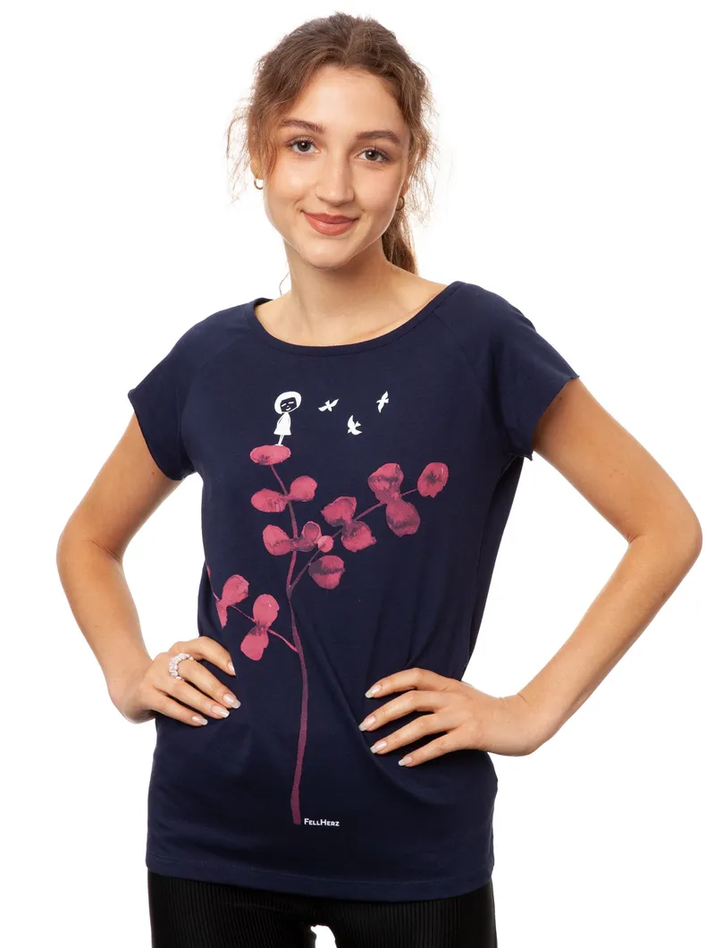 FellHerz FellHerz Damen T-Shirt Catlove Bio & Fair & Handbedruckt, Schwarz, – Produktbild 1 von 6