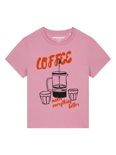 watapparel watapparel T-Shirt Frauen Coffee makes everything better, Bubble pink, – Produktbild 2 von 4
