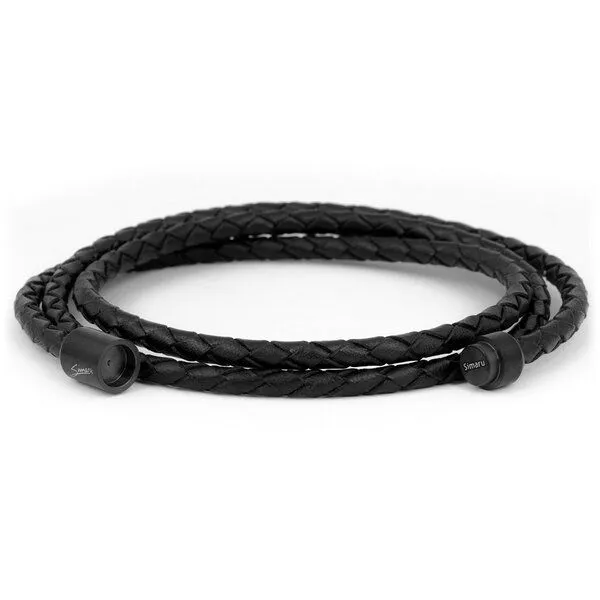 Simaru Simaru Echtleder Wickelarmband schwarz, Lederarmband für Damen und Herren mit Magnetverschluss – Produktbild 4 von 4