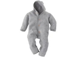 Engel natur Engel Natur Baby Kapuzenoverall Bio-Merinowolle Fleece melange-hellgrau Gr. 62/68 – Produktbild 1 von 1