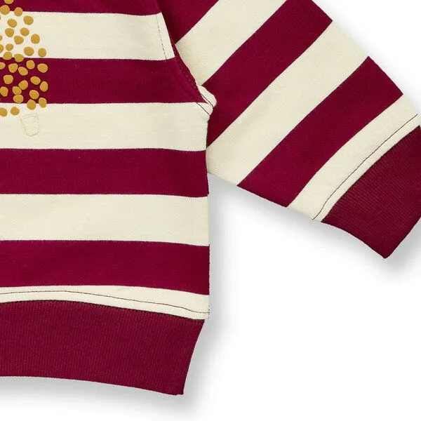 Sense Organics Sense Organics Baby Sweatshirt, Modell SIAM, Weinrot geringelt mit igel, – Produktbild 4 von 4